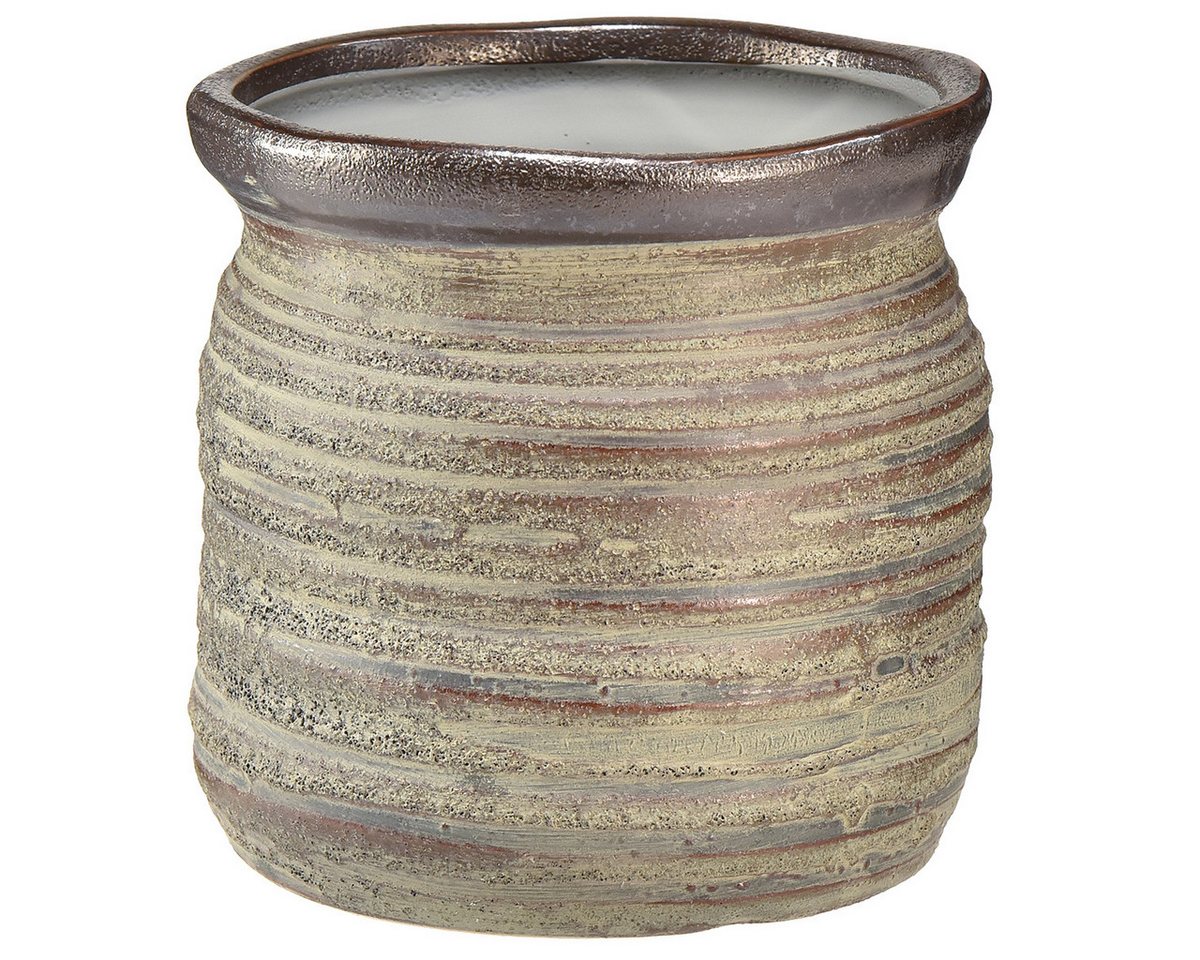 Viana Übertopf Keramiktopf Übertopf Deko Vase Metallic Grau Braun 14×14cm Modern Viana Übertopf Keramiktopf Übertopf Deko Vase Metallic Grau Braun 14×14cm Modern von Viana