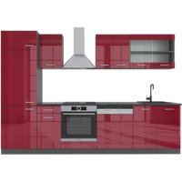 Vicco - Küchenzeile R-Line 300cm Anthrazit/Bordeaux-Rot Hochglanz Modern von Vicco