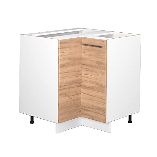 Vicco Eckschrank Fame-Line, Goldkraft Eiche/Weiß, 81 cm ohne Arbeitsplatte von Vicco