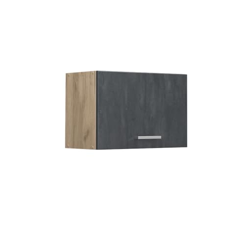 Vicco Hängeschrank R-Line, Schwarz Beton/Goldkraft Eiche, 60 cm Flach von Vicco