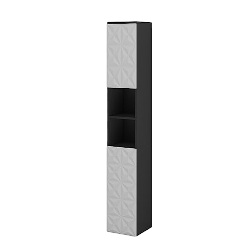 Vicco Badschrank Edge, Schwarz/Weiß, 30 x 189.5 cm mit 2 Türen und 3 Fächer von Vicco
