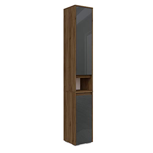 Vicco Badschrank Majest, Anthrazit Hochglanz/Nussbaum, 30.2 x 191.5 cm von Vicco