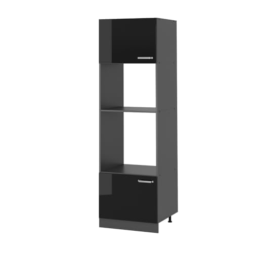 Vicco Mikrowellenschrank R-Line, Schwarz Hochglanz/Anthrazit, 60 cm von Vicco