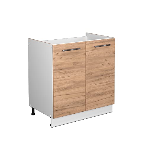 Vicco Spülenunterschrank Fame-Line, Goldkraft Eiche/Weiß, 80 cm, AP Eiche von Vicco