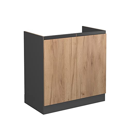 Vicco Spülenunterschrank R-Line, Goldkraft Eiche/Anthrazit, 80 cm, AP Eiche von Vicco