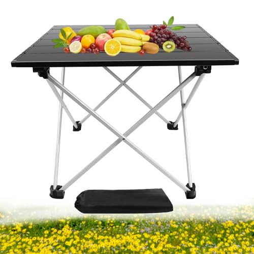 VickyHome Tragbarer Pop-Up-Tisch, faltbarer Campingtisch mit aufrollbarer Aluminium-Tischplatte, X-Form, Aluminiumlegierung, Tischbein, Strand-Campingtisch für Outdoor, Picknick, Kochen, Strand, von VickyHome