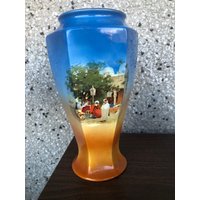 England Vintage Hohe Vase Blau Und Orange von VickysVintageVenue