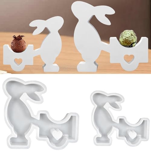 2 Stück Silikonform Ostern, Ostern Hase Silikonformen Gießformen, 3D Kaninchen Gießfor, Ostern Silikonform Hase Ostern Gießformen Silikon Gießformen Kerzen für DIY-Geschenke von Victerry