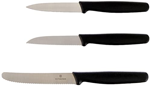 Victorinox 3-teiliges Küchenmesser-Set für Gemüse (Gemüsemesser, Spülmaschinengeeignet) schwarz, 5.1113.3, One Size von Victorinox