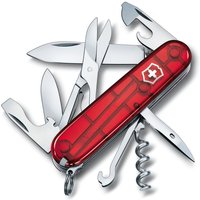 Schweizer Taschenmesser Victorinox Climber, 14 Funktionen, inkl. Schere und Mehrzweckhaken, 82 gr, Farbe transparent rot von Victorinox
