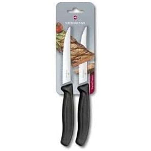 Victorinox, Swiss Classic, Profi Steak- und Pizzamesser, Extra Scharfe Klinge, Wellenschliff, 12 cm, Robuster Kunststoffgriff, Rostfreier Stahl, schwarz von Victorinox