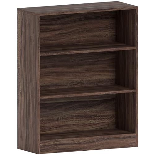 Vida Designs Cambridge Bücherregal mit 3 Ebenen, niedrig, Walnuss, Holz-Regaleinheit für Büro, Wohnzimmermöbel von Vida Designs