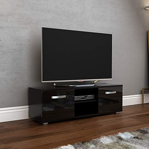 Vida Designs Cosmo TV-Schrank mit 2 Türen, modern, glänzend, matt, MDF, Wohnzimmerschrank, Media-Ständer, Möbel, Schwarz, 120 cm von Vida Designs