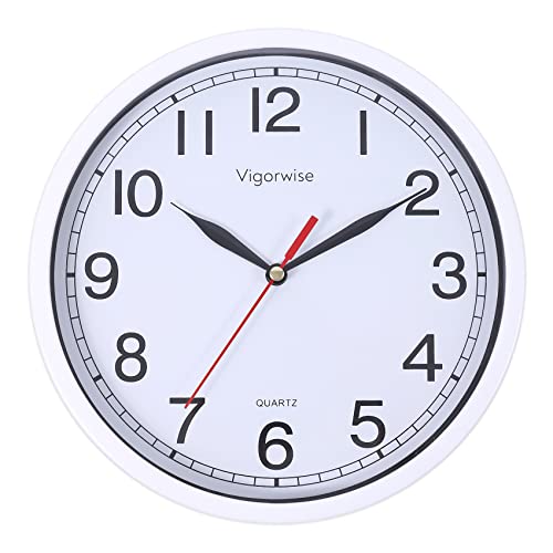 Vigorwise Wanduhr, 20,3 cm, leises Sweep-Uhrwerk, genaue kleine Uhren, Küche/Wohnzimmer/Schlafzimmer/Büro/Schule/Klassenzimmer Dekoration von Vigorwise