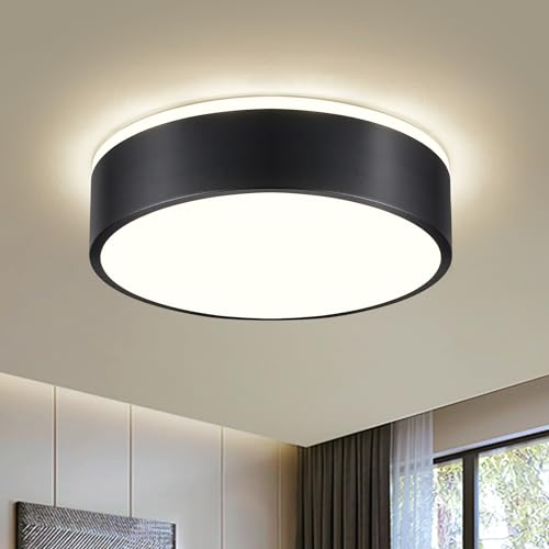 Vikaey LED Deckenleuchte Schwarz, 24W Deckenlampe Schlafzimmer Rund Ø30cm, Moderne LED Lampe Decken 4000K Neutralweiß für Wohnzimmer, Küchen, Badezimmer, Esszimmer, Kinderzimmer, Flur von Vikaey