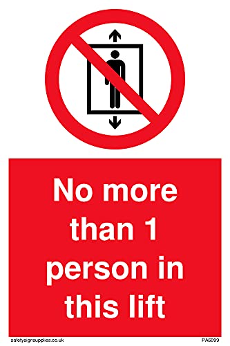 5 Stück – No more than 1 person in this lift Schild – 100 x 150 mm – A6P von Viking Signs