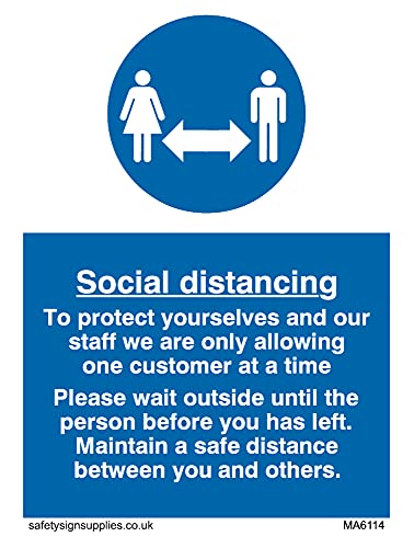 5 Stück – Social Distancing to protect you and our staff Schild – 75 x 100 mm – A7P von Viking Signs