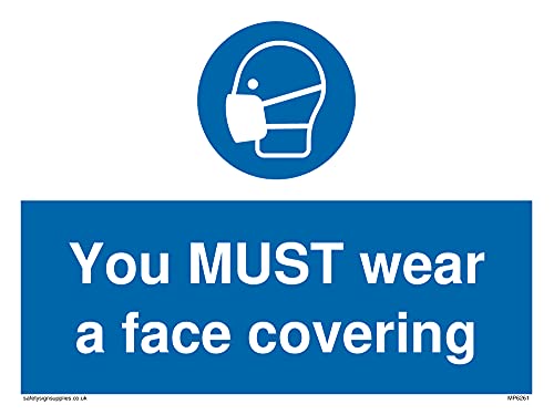 5 Stück – You Must Wear A Face Covering Schild – 200 x 150 mm – A5L von Viking Signs