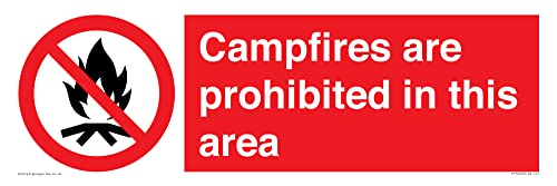 Schild "Campfires are prohibited this area", 450 x 150 mm, L41 von Viking Signs