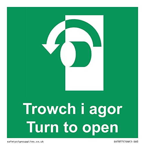 Trowch i agor Turn to open Schild – 600 x 600 mm – S60 von Viking Signs
