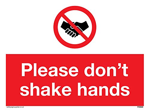 Schild mit Aufschrift „Please don't shake hands“, Vinyl von Viking Signs