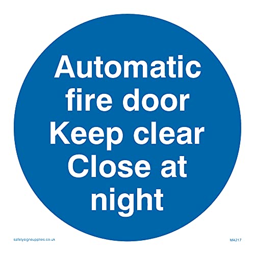 Schild mit Aufschrift "Auto Fire Door Keep Clear", 100 x 100 mm, S10 von Viking Signs