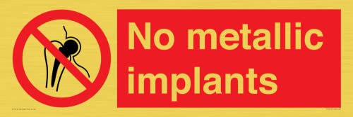 Schild mit Aufschrift"No Metallic Implantat", 600 x 200 mm, L62 von Viking Signs