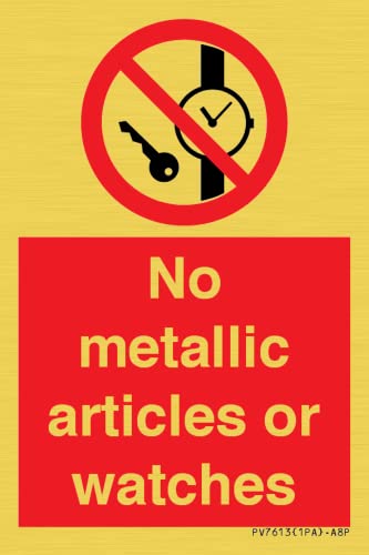 Schild mit Aufschrift"No metallic items or watches", 50 x 75 mm, A8P von Viking Signs