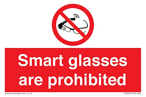 Schild mit Aufschrift"Smart glasses are verboten", 150 x 100 mm, A6L von Viking Signs