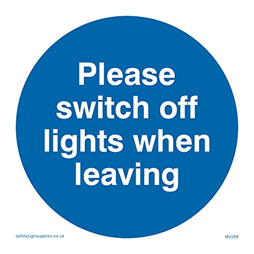 Switch Off Lights Schild – 85 x 85 mm – S85 von Viking Signs