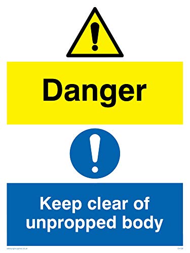 Viking Signs CV138-A5P-1M Schild "Danger, Keep Clear Of Unpropped Body", 1 mm Kunststoff, halbstarr, 150 mm H x 200 mm B von Viking Signs