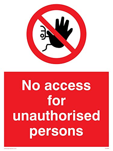 Viking Signs PA5686-A5P-1M Schild "No Access For Unauthorised Persons" in englischer Sprache, 1 mm halbstarrer Kunststoff, 200 mm H x 150 mm B von Viking Signs