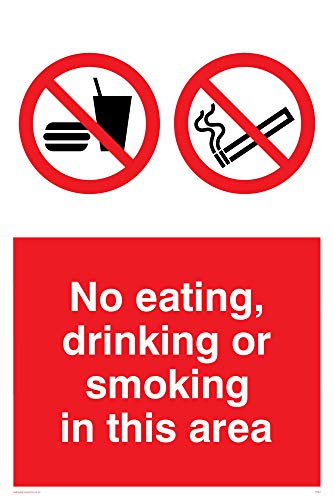 Viking Signs PV57-A4P-1M Schild „No Eating, Drinking or Smoking In This Area", halbstarrer Kunststoff, 300 mm H x 200 mm B, englische Version von Viking Signs