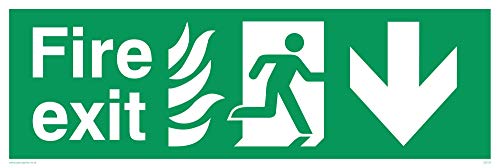 Viking Schilder sg703-l41–1 m Schild "Fire Exit Running Man Pfeil nach rechts unten, 1 mm halbstarr Kunststoff, 150 mm H x 450 mm W von Viking Signs