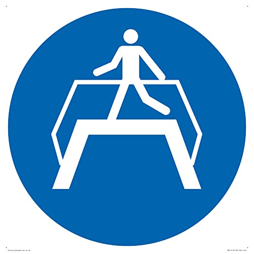 Warnschild "Verwenden Sie Fußbrücke", 400 x 400 mm, S40 von Viking Signs