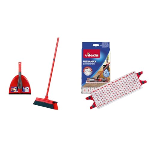 Vileda DuActiva Besen mit 3-TLG Stiel und 2in1 Kehrset & UltraMax Bodenwischer Ersatzbezug, 1er-Pack, für alle Vileda Flachwischsysteme, entfernt über 99 Prozent der Bakterien, Weiß/Rot, normal Vileda DuActiva Besen mit 3-TLG Stiel und 2in1 Kehrset & UltraMax Bodenwischer Ersatzbezug, 1er-Pack, für alle Vileda Flachwischsysteme, entfernt über 99 Prozent der Bakterien, Weiß/Rot, normal von Vileda