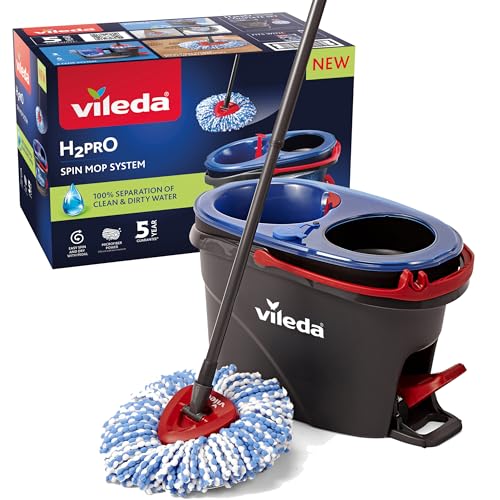 Vileda H2PrO Wischmopp Set mit Eimer | 100% Trennung von Frisch- und Schmutzwasser | Innovatives Zweitanksystem mit Auswringfunktion | Müheloses Auswringen | Mikrofaserreinigung | Ergonomisches Design Vileda H2PrO Wischmopp Set mit Eimer | 100% Trennung von Frisch- und Schmutzwasser | Innovatives Zweitanksystem mit Auswringfunktion | Müheloses Auswringen | Mikrofaserreinigung | Ergonomisches Design von Vileda