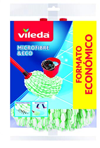 Vileda Eco-Mikrofaser-Wischmopp-Nachfüllpack, 100% Mikrofaser, große Reinigungs- und Saugfähigkeit, Grün und Weiß, 2 Stück Vileda Eco-Mikrofaser-Wischmopp-Nachfüllpack, 100% Mikrofaser, große Reinigungs- und Saugfähigkeit, Grün und Weiß, 2 Stück von Vileda