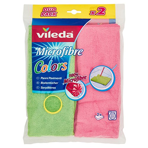 Vileda Mikrofaser Duo Bodentuch Colors, 2er Pack, Grün/Rose von Vileda