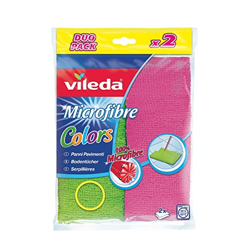 Vileda Mikrofaser Duo Bodentuch Colors, 2er Pack, Grün/Rose von Vileda