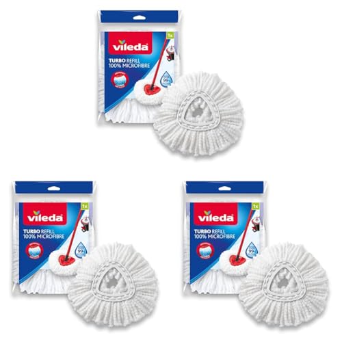 Vileda Turbo Easy Wring & Clean Classic Ersatzmoppkopf, geeignet Schleudermopp-Bodenwischer, für alle harten Böden, entfernt über 99% der Bakterien nur mit Wasser*, 3er Pack Vileda Turbo Easy Wring & Clean Classic Ersatzmoppkopf, geeignet Schleudermopp-Bodenwischer, für alle harten Böden, entfernt über 99% der Bakterien nur mit Wasser*, 3er Pack von Vileda