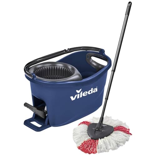 Vileda Turbo EasyWring & Clean Bodenwischer Komplett Set, Wischmopp und Eimer mit PowerSchleuder, blau Vileda Turbo EasyWring & Clean Bodenwischer Komplett Set, Wischmopp und Eimer mit PowerSchleuder, blau von Vileda
