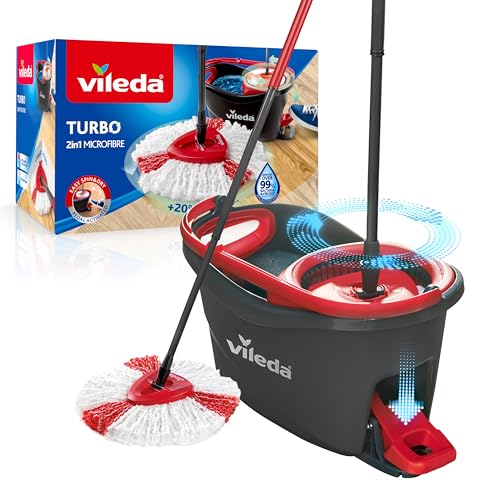 Vileda Turbo Wischmopp Komplett Set, Mikrofaser-Mopp, Teleskopstiel bis 123 cm, Eco-Verpackung Vileda Turbo Wischmopp Komplett Set, Mikrofaser-Mopp, Teleskopstiel bis 123 cm, Eco-Verpackung von Vileda