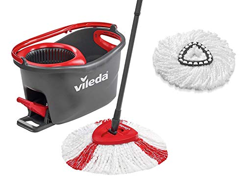 Vileda Turbo Wischmopp Komplett Set, Bodenwischer mit Teleskopstiel, Zwei Mikrofaserbezügen und Eimer mit Powerschleuder, Stiellänge 75-130cm, Zwei Bezüge zum schnellen auswechseln Vileda Turbo Wischmopp Komplett Set, Bodenwischer mit Teleskopstiel, Zwei Mikrofaserbezügen und Eimer mit Powerschleuder, Stiellänge 75-130cm, Zwei Bezüge zum schnellen auswechseln von Vileda