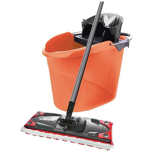 Vileda ULTRAMAX 2in1 Bodenwischer Komplett Set, Wischmopp mit Stiel, Mikrofaser-Bezug und Eimer mit Powerpresse, Limitierte Sonderedition, Farbe Coral Vileda ULTRAMAX 2in1 Bodenwischer Komplett Set, Wischmopp mit Stiel, Mikrofaser-Bezug und Eimer mit Powerpresse, Limitierte Sonderedition, Farbe Coral von Vileda