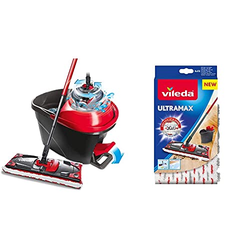 Vileda Ultramat Turbo Komplett Box Bodenwischer Set & Ultra max Bodenwischer, Polyester, Weiß/Rot, 46 x 14,1 x 1,5 cm Vileda Ultramat Turbo Komplett Box Bodenwischer Set & Ultra max Bodenwischer, Polyester, Weiß/Rot, 46 x 14,1 x 1,5 cm von Vileda