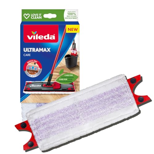 Vileda Ultramax Care Bodenwischer Ersatzbezug, Bodenreinigung, Wischmopp Bezug, Für empfindliche Böden, 100 Prozent recycelte Mikrofaser, Schnell getrockneter Boden, 1er Pack Vileda Ultramax Care Bodenwischer Ersatzbezug, Bodenreinigung, Wischmopp Bezug, Für empfindliche Böden, 100 Prozent recycelte Mikrofaser, Schnell getrockneter Boden, 1er Pack von Vileda
