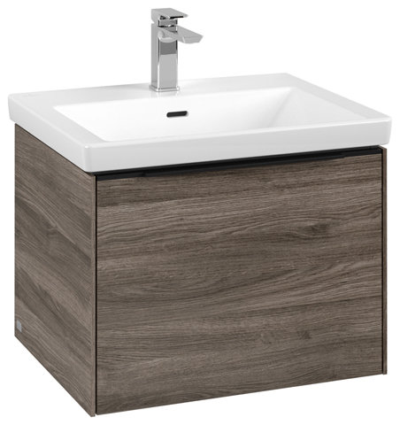 Villeroy & Boch Subway 3.0, 572x429x478 mm, Waschbeckenunterschrank, 1 Auszug, C57702, Farbe: Front/Korpus: Stone Oak, Griff: Volcano Black von Villeroy und Boch AG