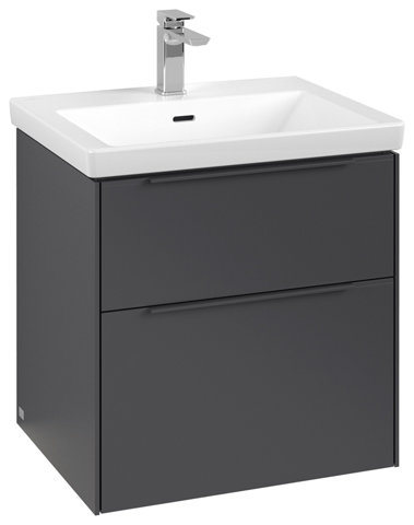 Villeroy & Boch Subway 3.0, 572x576x478 mm, Waschbeckenunterschrank, 2 Auszüge, C578L2, Farbe: Front/Korpus: Graphite, Griff: Graphite von Villeroy und Boch AG