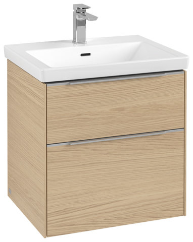 Villeroy & Boch Subway 3.0, 572x576x478 mm, Waschbeckenunterschrank, 2 Auszüge, C578L2, Farbe: Front/Korpus: Nordic Oak, Griff: Aluminium glänzend von Villeroy und Boch AG